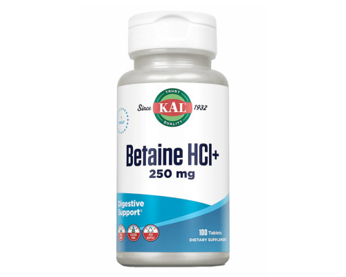 Бетаїн гідрохлорид Betaine HCl Plus 250мг - 100 таблеток