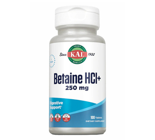 Бетаїн гідрохлорид Betaine HCl Plus 250мг - 100 таблеток