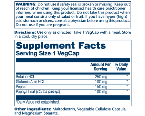 Betaine HCl 250mg - 180 vcaps