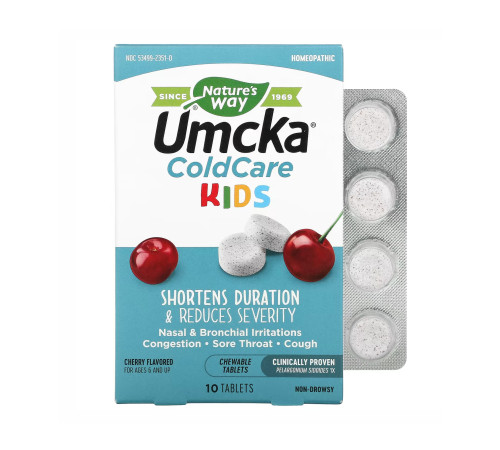 Umcka Coldcare Cherry Kids Nature's Way -10 chew tabs