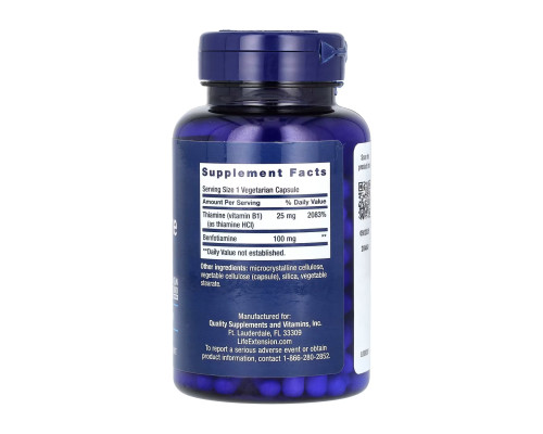 Бенфотіамін з тіаміном Benfotiamine with Thiamine 100мг - 120 капсул