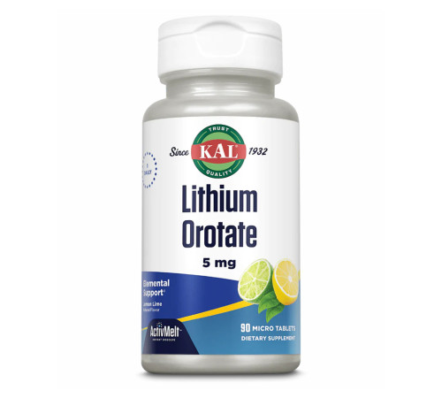 Lithium Orotate 5mg - 90 tabs Lemon Lime