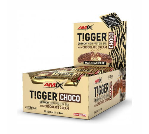 Tigger Zero Choco Protein Bar - 20x60g Marzipan Cake Tigger Zero Choco Protein Bar - 20x60g Marzipan Cake