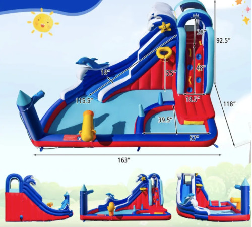Надувний ігровий майданчик Costway Slide 414х300х235 см Надувний ігровий майданчик Costway Slide 414х300х235 см