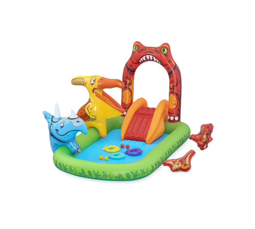 Дитячий басейн Dinosaur World для дітей 2+ BESTWAY 241x140x137см + Гірка + Водяний душ + Аксесуари