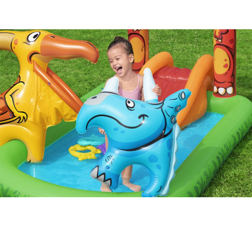 Дитячий басейн Dinosaur World для дітей 2+ BESTWAY 241x140x137см + Гірка + Водяний душ + Аксесуари