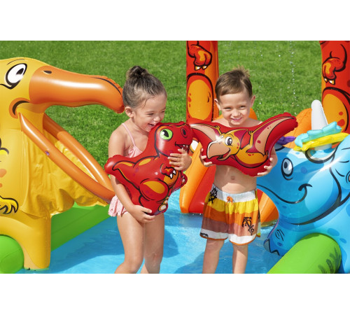 Дитячий басейн Dinosaur World для дітей 2+ BESTWAY 241x140x137см + Гірка + Водяний душ + Аксесуари