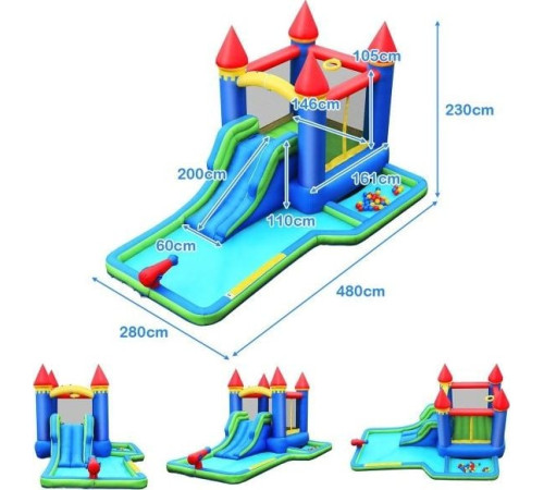 Надувний ігровий майданчик Castle Costway OP70586DE 480x280 см Надувний ігровий майданчик Castle Costway OP70586DE 480x280 см