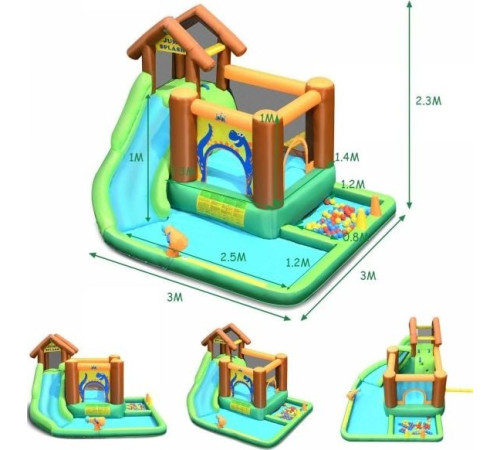 Costway Надувний майданчик - будиночок, басейн, гірка і надув