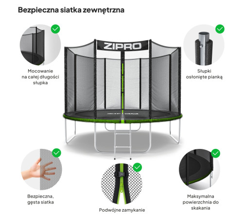 Батут Zipro Jump Pro із зовнішньою сіткою 312 см (ZF0024)