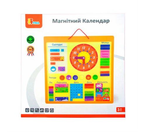 Магнітний календар Viga Toys із годинником українською мовою (50377U)