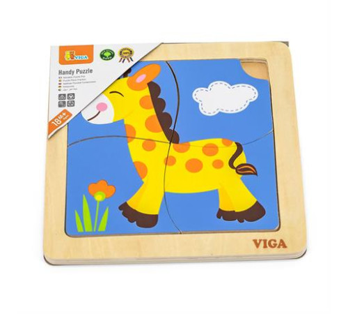 Дерев'яний мініпазл Viga Toys Жираф, 4 ел. (51319)