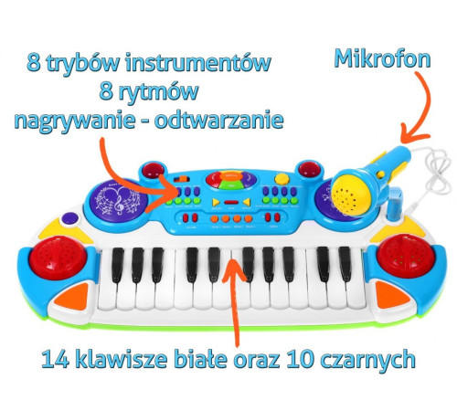 Дитячий синтезатор + Малі барабани + Мікрофон  3+