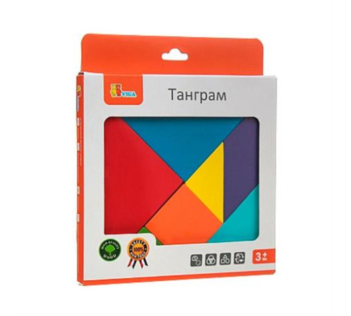 Гра-головоломка Viga Toys Кольоровий дерев'яний танграм, 7 ел. (55557)