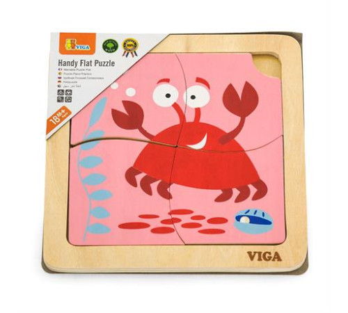 Дерев'яний мініпазл Viga Toys Крабик, 4 ел. (50146)