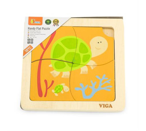 Дерев'яний мініпазл Viga Toys Черепашки, 4 ел. (50143)