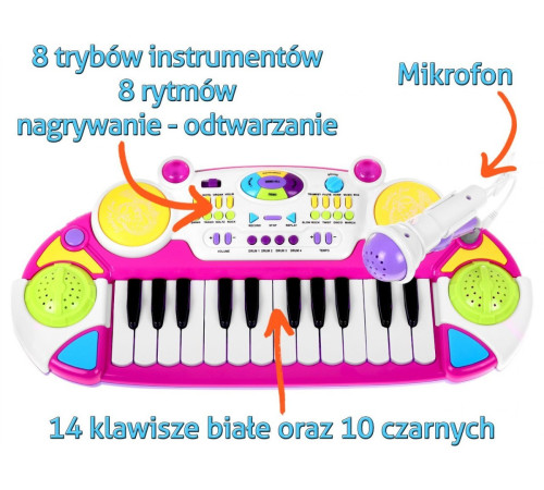 Дитячий синтезатор, рожевий