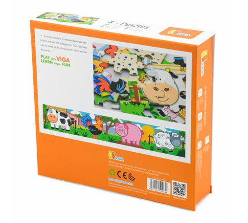 Дерев'яний пазл Viga Toys Ферма 4 в 1, 48 ел. (50069)