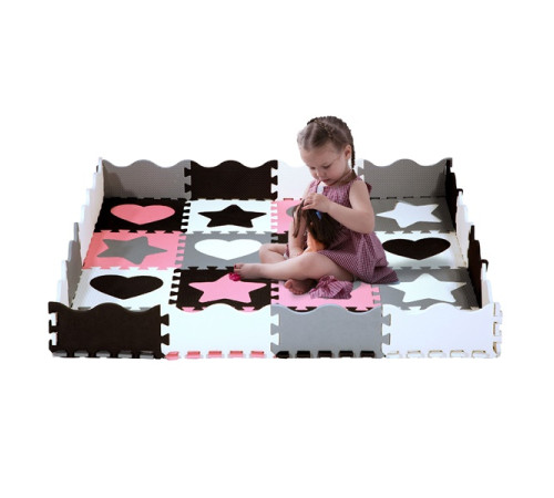 Пазл з манежем MD03 KID'S PLAYPEN PINK HEARTS 140x140CM NILS FUN 36 елементів