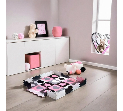 Пазл з манежем MD03 KID'S PLAYPEN PINK HEARTS 140x140CM NILS FUN 36 елементів