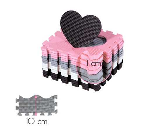 Пазл з манежем MD03 KID'S PLAYPEN PINK HEARTS 140x140CM NILS FUN 36 елементів