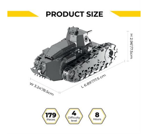 Колекційна модель-конструктор Metal Time Nimble Fighter Танк Renault FT-17 механічний (MT010)