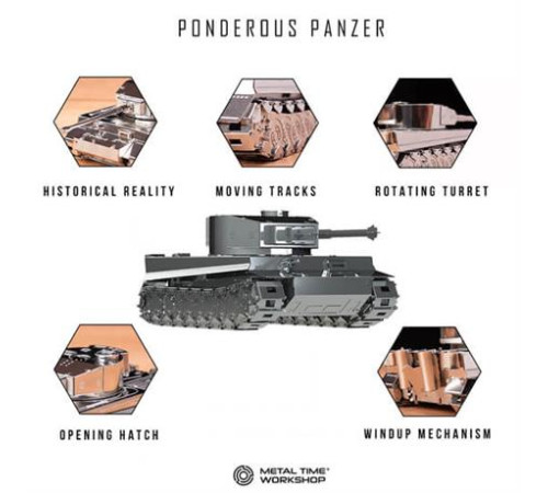 Колекційна модель-конструктор Metal Time Ponderous Panzer Heavy Tank Важкий танк Тигр (MT020)