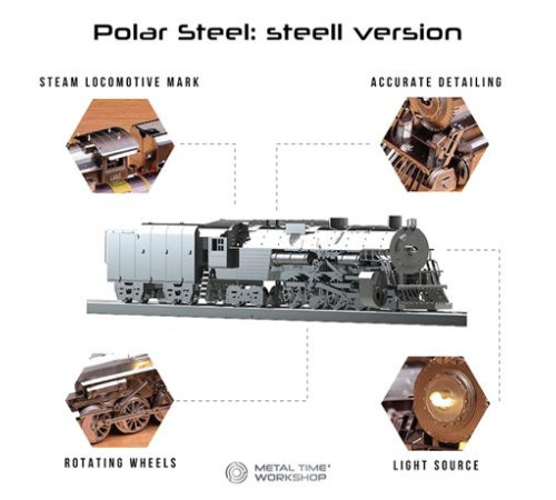 Колекційна модель-конструктор Metal Time Polar Steel Полярний експрес механічний (MT052ST)