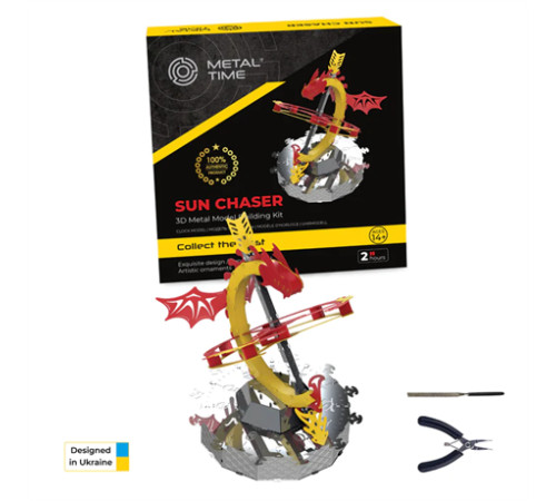 Колекційна модель-конструктор Metal Time Sun Chaser Dragon Stand Clock Сонячний годинник (MT025)