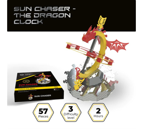 Колекційна модель-конструктор Metal Time Sun Chaser Dragon Stand Clock Сонячний годинник (MT025)