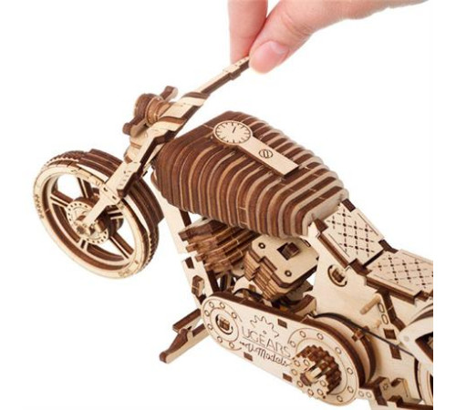 Дерев'яний механічний 3D конструктор Ugears Байк (70051)