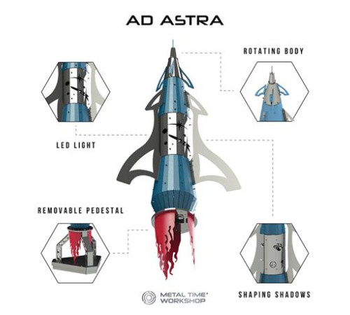 Колекційна модель-конструктор Metal Time Ad Astra Космічна ракета механічна (MT050)