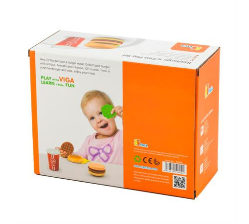 Іграшкові продукти Viga Toys Дерев'яні гамбургер і кола (51602)