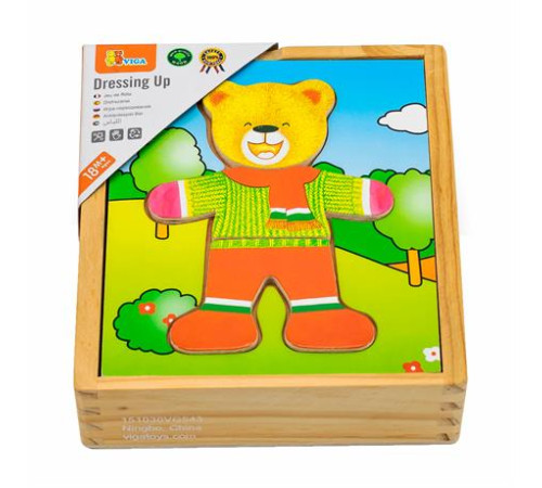 Дерев'яний ігровий набір Viga Toys Гардероб ведмедика (56401)