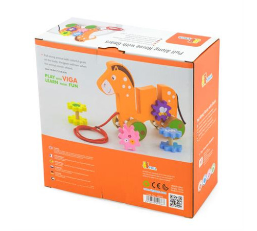 Дерев'яна каталка Viga Toys Коник із шестерінками (50976)