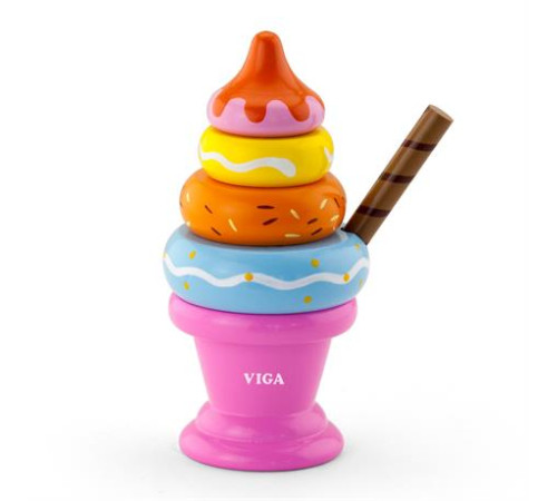 Дерев'яна пірамідка Viga Toys Морозиво рожевий (51321)