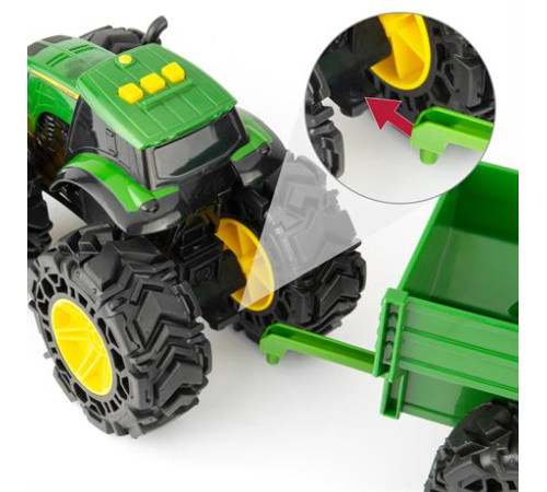Машинка Трактор John Deere Kids Monster Treads із причепом і великими колесами (47353) Машинка Трактор John Deere Kids Monster Treads із причепом і великими колесами (47353)