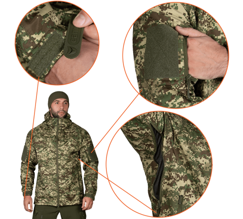 Куртка Stalker SoftShell Хижак піксель (7495), L