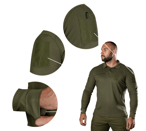 Поло Army ID Long CoolPass Pique LT Олива (8291), XS