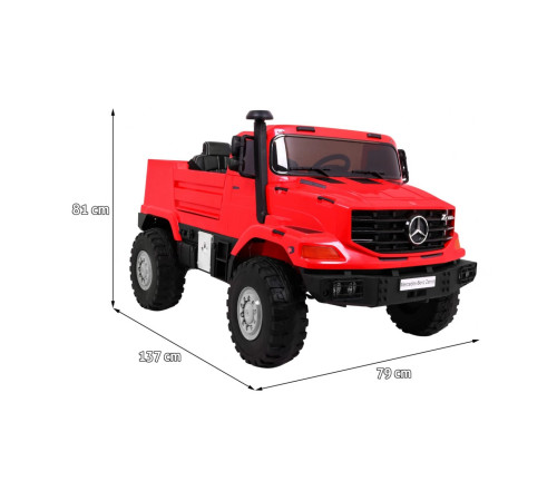Дитяча акумуляторна машина Mercedes-Benz Zetros Red + 2-місний + Багажне відділення + Пульт Дитяча акумуляторна машина Mercedes-Benz Zetros Red + 2-місний + Багажне відділення + Пульт