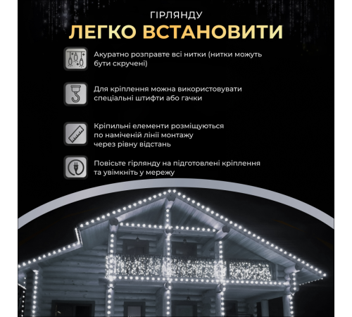 Гірлянда вулична Бахрома 100 LED світлодіодна, 3 м , білий кабель, 18 ниток, білий Гірлянда вулична Бахрома 100 LED світлодіодна, 3 м , білий кабель, 18 ниток, білий