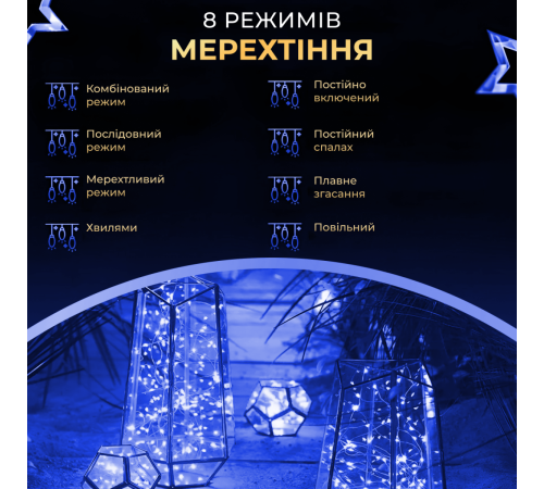 Гірлянда Роса нитка 2000 LED, 200 м, з пультом, від мережі, синій Гірлянда Роса нитка 2000 LED, 200 м, з пультом, від мережі, синій