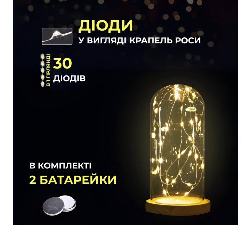 Гірлянда Роса нитка 30 LED, 3 м, на батарейках, жовтий Гірлянда Роса нитка 30 LED, 3 м, на батарейках, жовтий