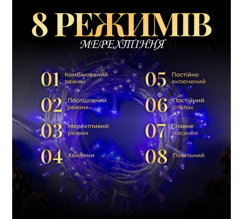 Гірлянда Нитка 500 LED, 22 м, прозорий кабель, синій Гірлянда Нитка 500 LED, 22 м, прозорий кабель, синій