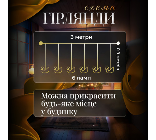 Гірлянда-штора Лебеді 3 м, 6 фігур, теплий білий Гірлянда-штора Лебеді 3 м, 6 фігур, теплий білий