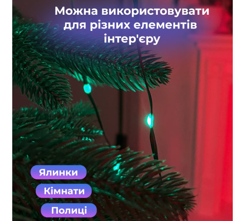 Смарт-гірлянда 250 LED, 2,5 м, з керуванням зі смартфона, мультиколор Смарт-гірлянда 250 LED, 2,5 м, з керуванням зі смартфона, мультиколор
