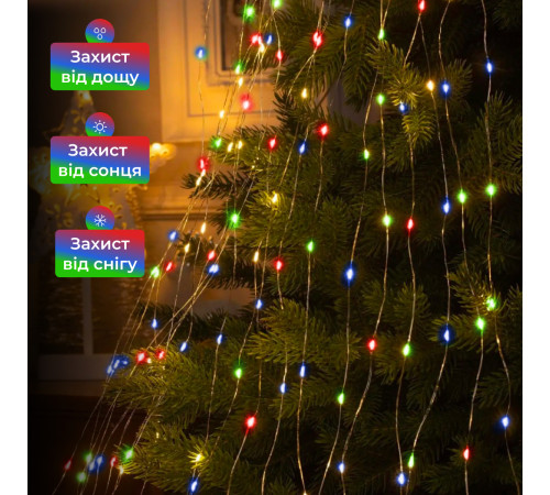 Гірлянда Кінський хвіст 600 LED, 20 ниток, 3 м, мультиколор Гірлянда Кінський хвіст 600 LED, 20 ниток, 3 м, мультиколор