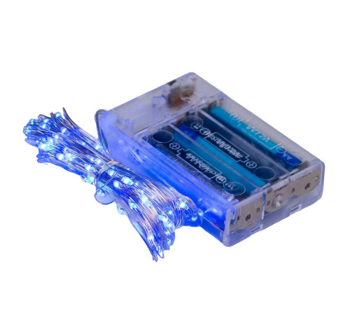 Гірлянда Роса нитка 100 LED, 10 м, на батарейках, синій Гірлянда Роса нитка 100 LED, 10 м, на батарейках, синій